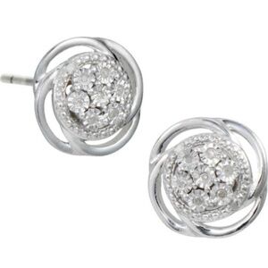 NWT Savvy Cie Jewels .10tcw Diamond Sterling Silver Floral Stud Earrings